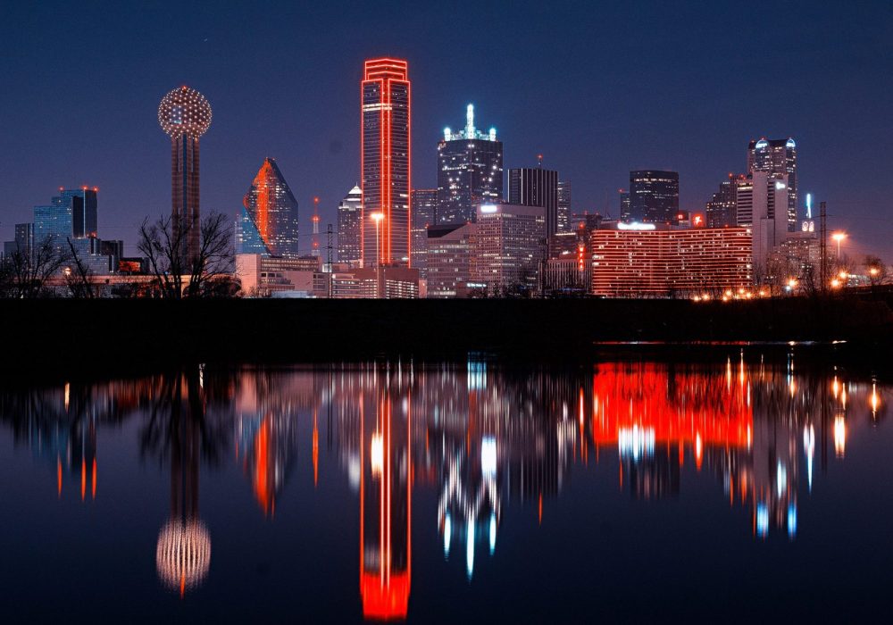 Dallas city skyline at night